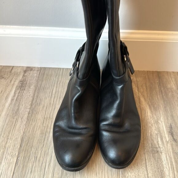 RALPH LAUREN Makaila Black Leather Riding Boots Size 6.5 Designer Classic - Picture 4 of 8